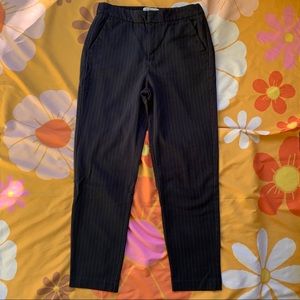 Navy Blue Striped Dress Pants